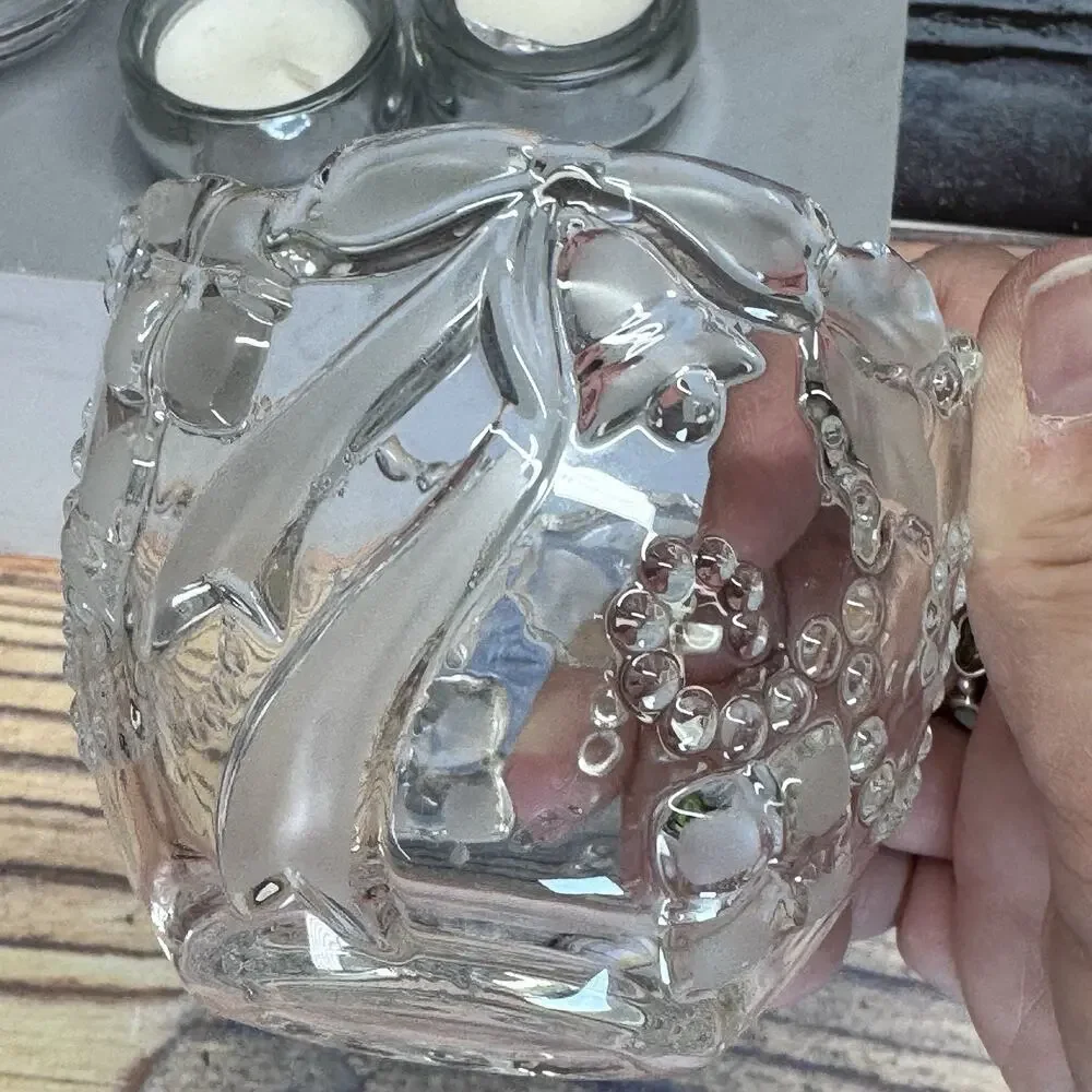 Set‎ of 2 Mikasa Crystal Frosted Clear Christmas Fiesta Votive Candle Holders